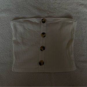 white cropped tub top with 2 toned buttons